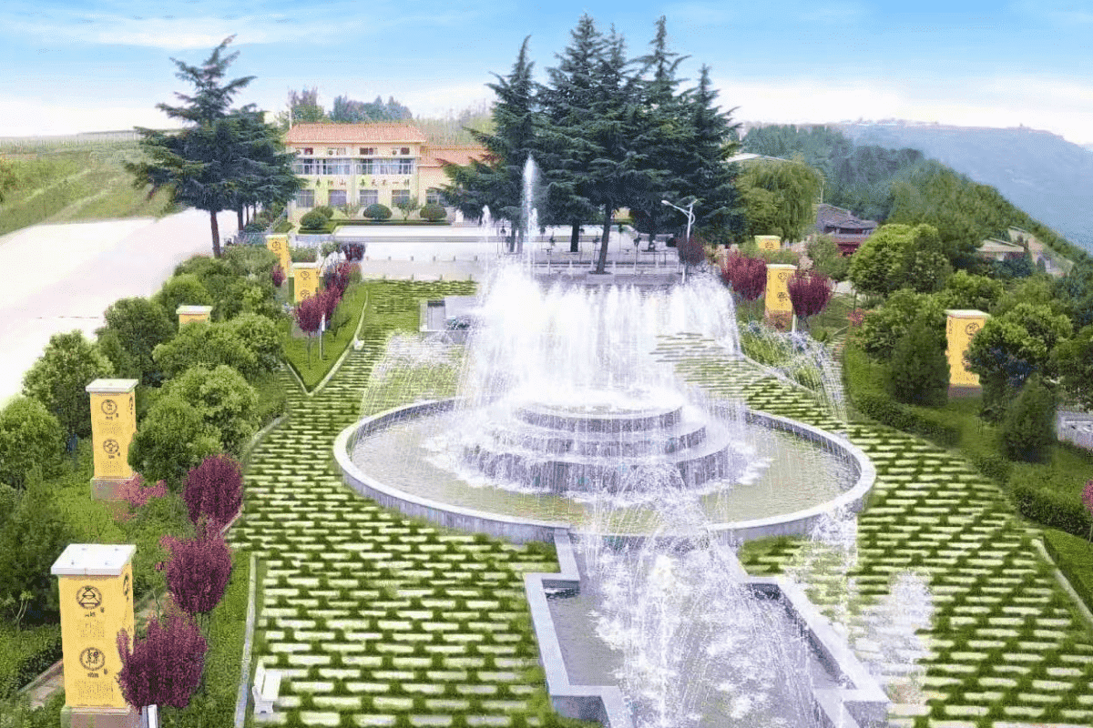 西安霸陵公墓官网喷泉景观图